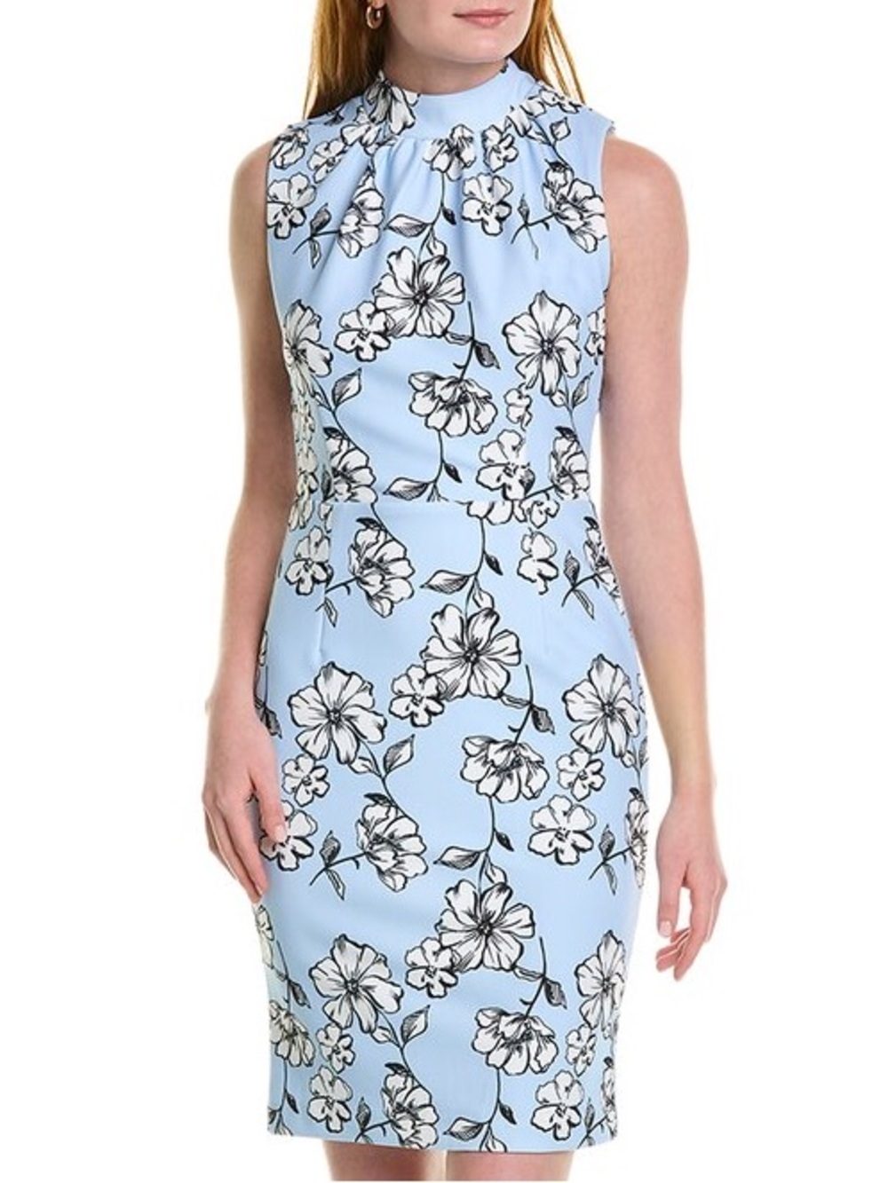 Alexia Admor Mia Mock Neck Sleeveless Sheath Dress In Blue SZ XL